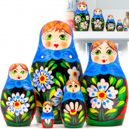 Матрешка девушка в сарафане с маргаритками (набор 5 шт)