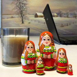 Матрешка в восточном славянском традиционном костюме, коллекционная игрушка, 5 в 1