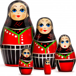 Матрешка в датском народном костюме, старинные игрушки, 5 в 1