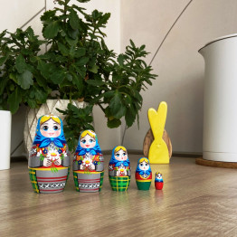 Матрешка с букетом луговых цветов, коллекционные игрушки, 5 в 1