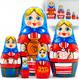 Матрешка с самоваром (набор 5 шт)