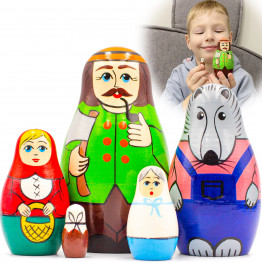Деревянные матрешки-игрушки Красная Шапочка, набор 5 шт