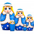 Новогодние матрешки для детей в виде Снегурочки, ручная роспись (набор 5 шт)
