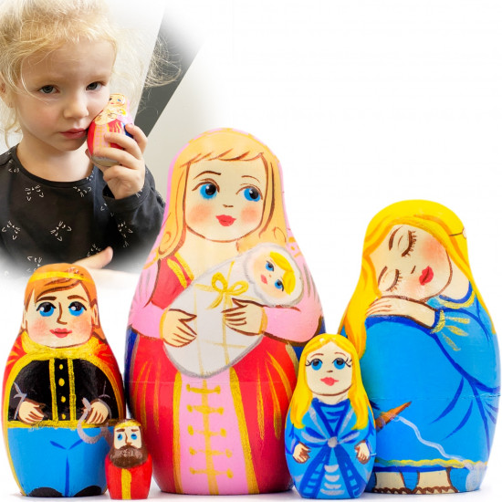 Матрешки Спящая красавица, эко-игрушки (набор 5 шт)