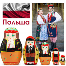 Набор матрешек в польском народном костюме Краковский строй, 5 шт