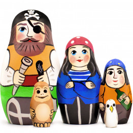 Матрешки с пиратами, деревянные игрушки, 5 штук