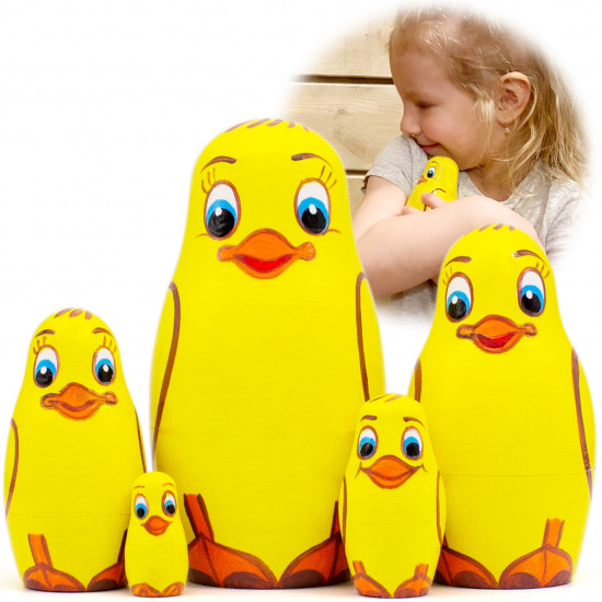 Матрешка Утка, русские народные игрушки, 5 в 1