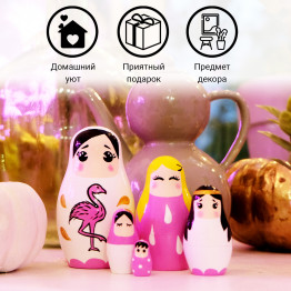Матрешки с розовыми украшениями для декора комнаты девочки, 5 шт