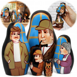 Матрешки Шерлок Холмс и Ватсон, набор 5 шт для декора дома и игр