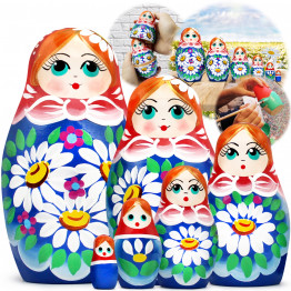 Традиционная матрешка с ромашками, ручная работа, 6 шт