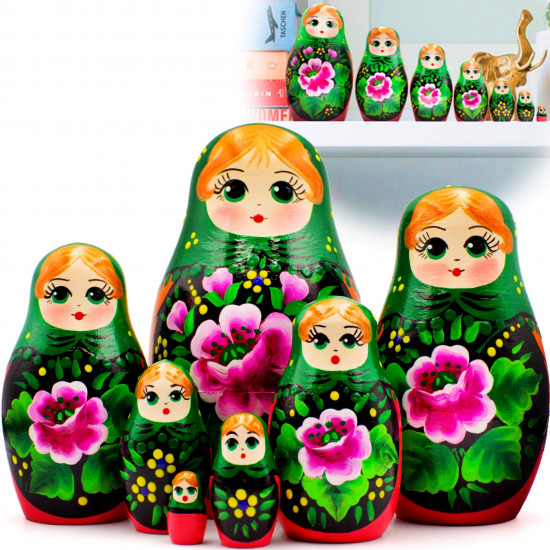 Матрешка в сарафане с цветками розы, оригинальный подарок, 7 мест