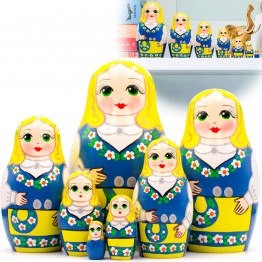Матрешка ручной работы в шведском народном костюме (набор 7 шт)