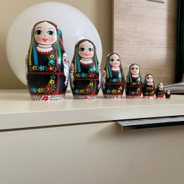 Матрешка в украинской вышиванке, старинные игрушки (набор 7 шт)