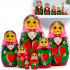 Матрешка девушка с клубникой и в розовом платке (набор 7 шт)