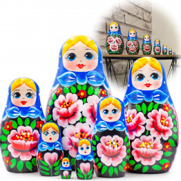 Матрешка в сарафане с розами, эксклюзивный подарок, 7 в 1