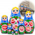 Матрешка в сарафане с розами, эксклюзивный подарок, 7 в 1
