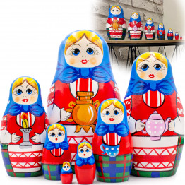 Матрешка с самоваром в русском народном костюме, 7 шт
