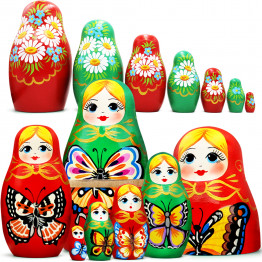 Матрешки с нарисованными вручную бабочками, 7 шт