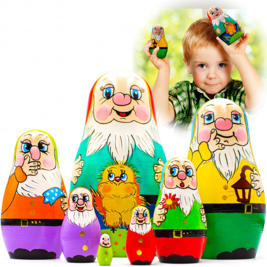 Матрешка «Семь Гномов», русские игрушки, набор 7 шт