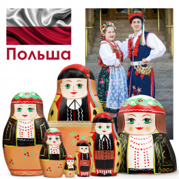 Матрешки в Польском национальный костюме, Краковский строй, 7 шт