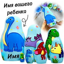 Персонализированные матрешки Динозавры с именем ребенка (или другим текстом), 7 шт