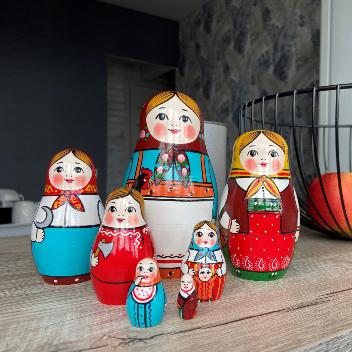 Матрешка расписанная в стиле первой русской матрешки, коллекционная ...