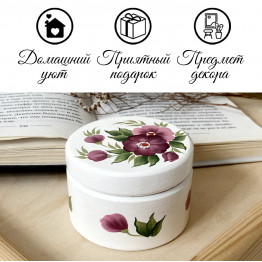 Деревянная шкатулка ручной работы, белая с цветочным узором