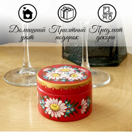 Деревянная шкатулка c Оговской росписью, красная