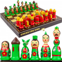Набор шахмат-матрешек для детей. Настольная игра