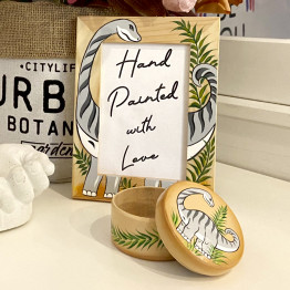 Подарочный набор ручной работы: фоторамка и шкатулка с динозавром