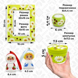Новогодний набор с росписью: фигурки, шкатулка, рамка