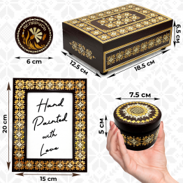 Подарочный набор из дерева с соломкой: шкатулки, рамка, магнит