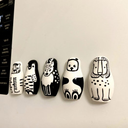 Черно-белые магниты с изображением животных на холодильник, набор из 5 шт