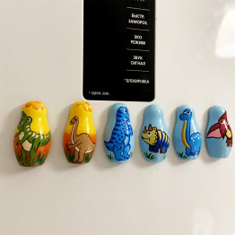 Набор магнитов с динозаврами на холодильник, 6 шт, ручная роспись