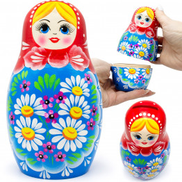 Разноцветная матрешка-копилка с луговыми цветами