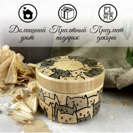 Деревянная шкатулка с котиками – ручная роспись