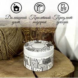 Белая деревянная шкатулка с котиками, ручная роспись